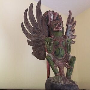 Colorful Wooden Mythical Bird Statue